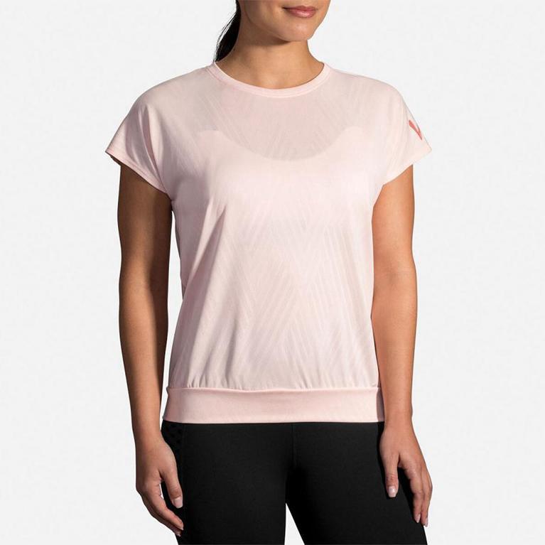 Brooks Array Short Sleeve Running Shirt - Women's - Pink (45129-ZVMC)